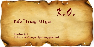Kálnay Olga névjegykártya